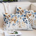 thumbnail image 2 of Orange Blue Botanical Lumar Pillow Covers, Weeping Fall Eucalyptus Leaves Soft Breathable Throw Pillow Cases with Invisible Zipper, Decorative Pillowcase Pillows Protectors for Sofa Bed Chair 16"x24", 2 of 9