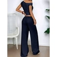 thumbnail image 5 of Women Two Piece Sets Casual One Shoulder Crop Tops Wide Leg Pants Y2K Outfits Matching Set, 5 of 7