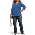 thumbnail image 6 of WellSize 3/4 Sleeve Womens Plus Size Tops V Neck Trendy Tunic Fall Blouses Curved Hem Casual Shirts, 6 of 9