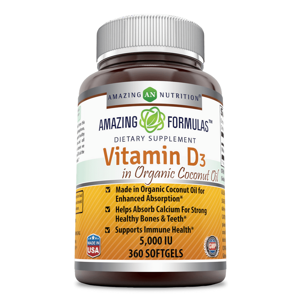 Amazing Formulas Vitamin D3 in Organic Coconut Oil 5,000 IU 360