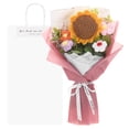 thumbnail image 1 of Ramo de flores de ganchillo Uxcell, girasol de punto hecho a mano con bolsa de regalo para decoración del hogar DIY [Color pasta de frijol], 1 of 6