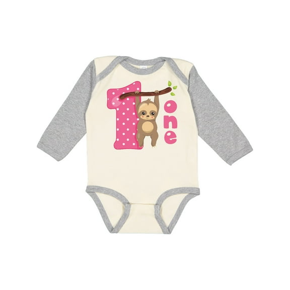 Inktastic Pink Sloth 1st Birthday Girls Long Sleeve Baby Bodysuit