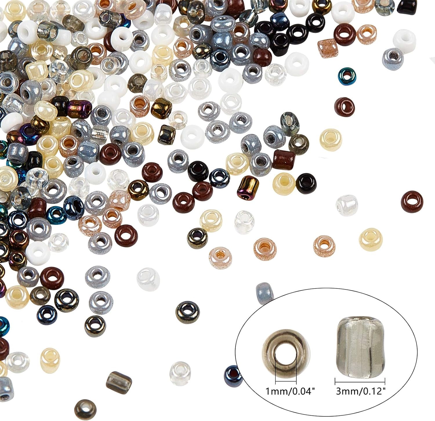 15 Colors 8/0 Glass Seed Beads 6750 Pcs Opaque Seed Beads 3mm Round Pony Beads Mini Spacer Loose Beads for DIY Craft Bracelet Necklace Jewelry Making Black