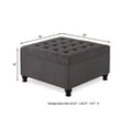 thumbnail image 3 of Large Square Storage Ottoman Bench with Wooden Legs, Linen Fabric Button Tufted Upholstered Coffee Table with Nail Trims, Flip Top Foot Rest Stool for Sofa Couch Bedroom End of Bed, Dark Grey, 3 of 7
