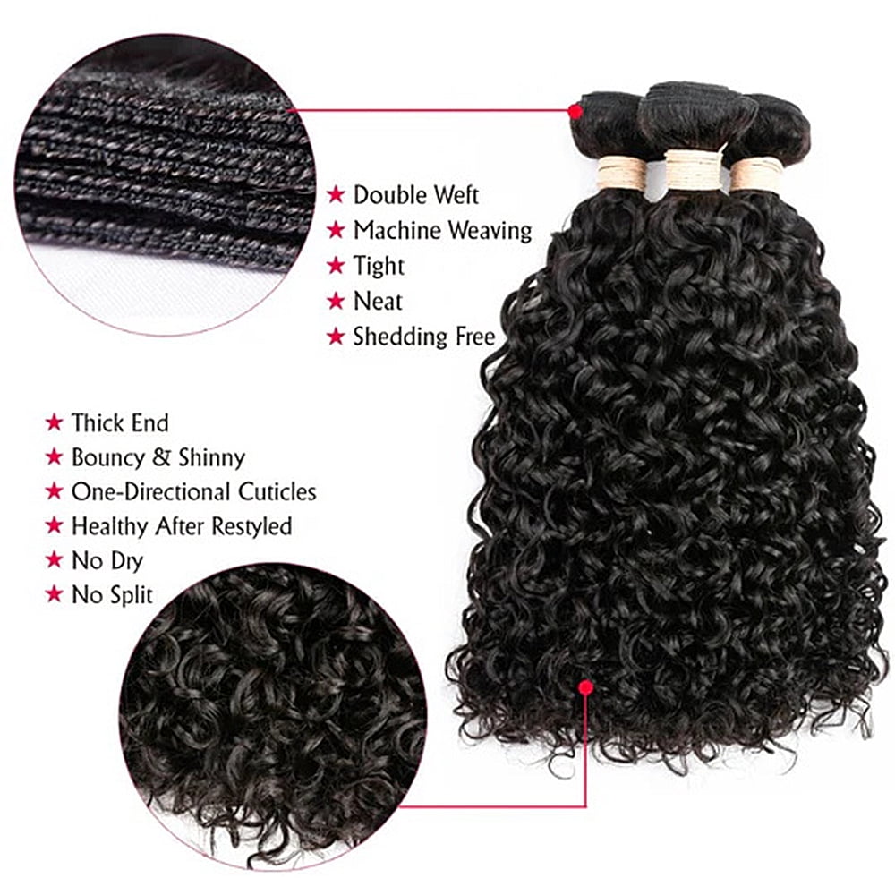 Water Wave Human Hair 2 Bundle Wet and Wavy Bundles 100% Unprocessed Virgin Curly Hair Extensions Natural Color for Women