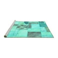 thumbnail image 2 of Ahgly Company Machine Washable Indoor Rectangle Patchwork Turquoise Blue Transitional Area Rugs, 8' x 10', 2 of 4