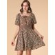 thumbnail image 2 of Vestido de cuello cuadrado con estampado floral para mujer Negro XL, 2 of 6