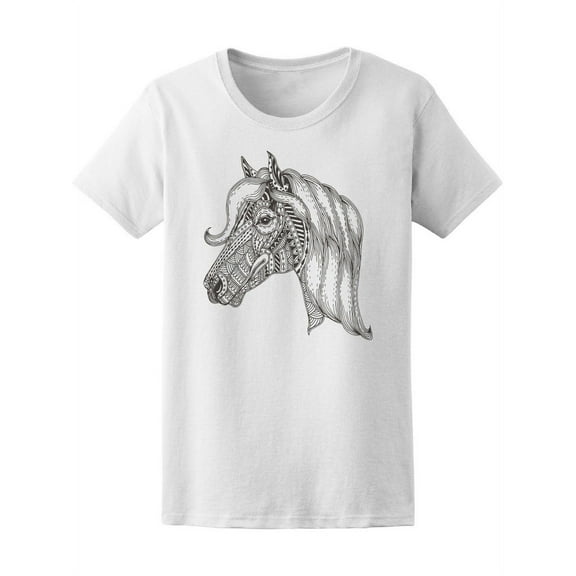 Floral Zen Doodle Horse T-Shirt Women -Image by Shutterstock, Female Large