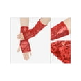 thumbnail image 3 of INSPIRE CHIC Women's Sparkle Sequin Arm Warmers Wrist Cover Fingerless Gloves Arm Sleeve for Disco Party Red, 3 of 6