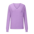 thumbnail image 5 of WTXUE Women's V-Neck Tunic Sweater with Pockets Soft Knitted Pullover Long Sleeve Lightweight Knit Pullover Tops Business Casual Sweaters Fall Outfits Purple S, 5 of 6