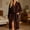 Coffee, variant on Womens Plush Fleece Robe with Contrast Piping Long Sleeve Wrap Bathrobe with Pockets Soft Sleepwear