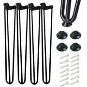 Y&Y Decor 20 Inch Heavy Duty Hairpin Furniture Legs 1/2" Thick, Metal Home DIY Projects for Nightstand, Coffee Table, Desk, etc with Rubber Floor Protectors Black 4PCS
