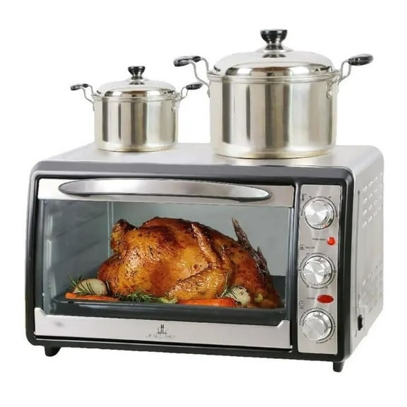 Extra Large Stainless Steel Toaster Oven with Warming Tray, Timer & Keep Warm Function
