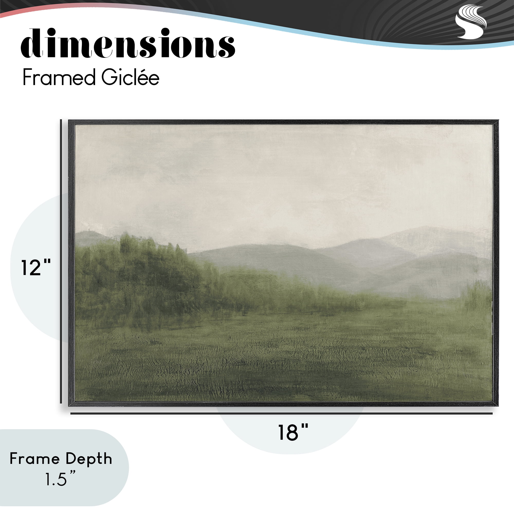 Stupell Industries Fog Green Countryside Black Framed Giclee Art, design by Walt Johnson