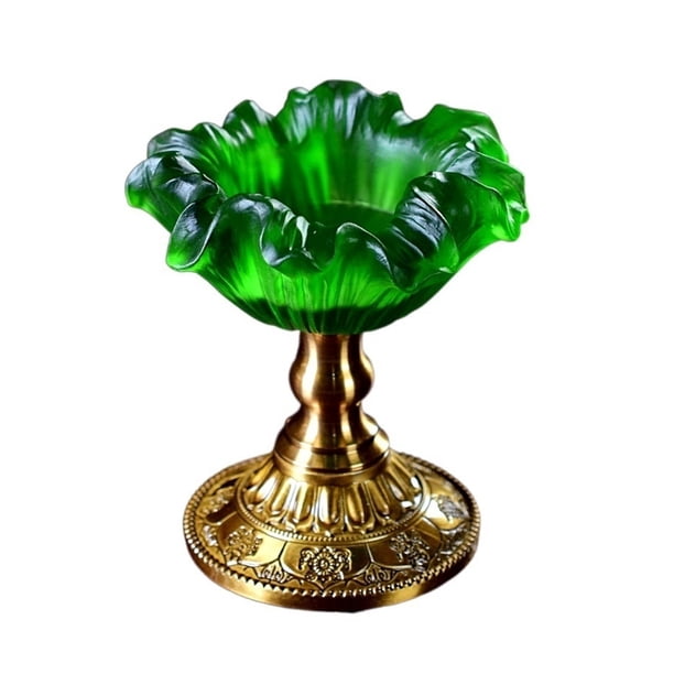 Candelabro en forma de flor creativa, candelabro esmaltado Retro, decoración de escritorio, Base de cobre