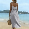 thumbnail image 5 of Dvprdro Cotton Linen V Neck Spaghetti Strap Maxi Dress for Women Loose Fit Tiered Ruffle Hem Summer Beach Solid, 5 of 8