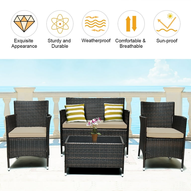 Costway 8pcs patio furniture set cushioned sofa coffee table new arrivals