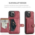 thumbnail image 2 of Back Wallet Case for iPhone 14 Pro with Detachable Card Slots Holder Magnetic Closure Cover, Premium PU Leather Slim Kickstand Soft Silicone Shockproof Lens Protective Case,Red, 2 of 8