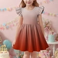 thumbnail image 3 of Generic Girl's Gradient Color Dress Ruffle Flutter Sleeve Summer Sundress Casual Pleated Knee Length Dresses for 3-14 Years, 3 of 6