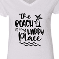 thumbnail image 4 of Inktastic Spring Break the Beach is My Happy Place Women's V-Neck T-Shirt, 4 of 5