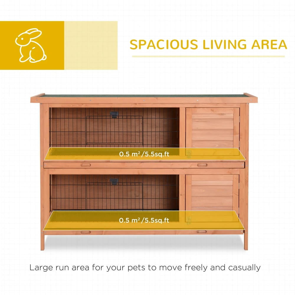 Resenkos Rabbit Hutch, Duck Cage Hutch,Rabbit Coop, 54" 2-Story Large Rabbit Hutch Bunny Cage with Lockable Doors, No Leak Tray,Natural