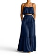 thumbnail image 3 of Neewe Summer Skirt Sets Women 2 Piece Outfits Sleeveless Strap Top Elastic Waist Maxi Dress Sets with Pockets, 3 of 7