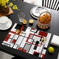 thumbnail image 3 of Red Black Grey Geometric Placemats Set of 4, Middle Century Modern Abstract Art Placemats for Dining Table, Place Mats for Kitchen Tabletop, Waterproof Wipeable Dining Table Mats Set, 3 of 9