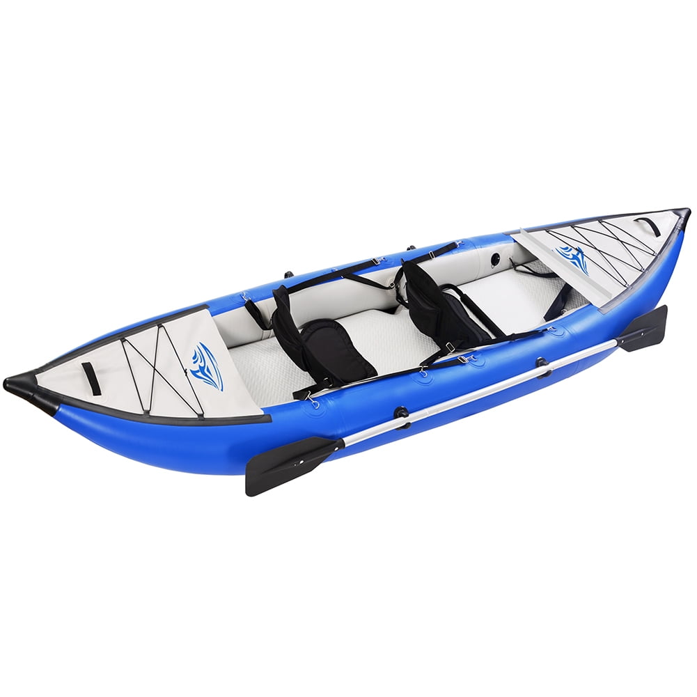 Kepooman Inflatable Kayak Set, Portable Recreational Touring Kayak with Paddle & Air Pump, Foldable Tandem 2 Person Kayak, Blue Kepooman Inflatable Kayak Set, Portable Recreational Touring Kayak with Paddle & Air Pump, Foldable Tandem 2 Person Kayak, Blue