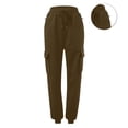 thumbnail image 5 of Staron Women's Sweatpants Casual Tapered Pants High-Waisted Elastic Lace-Up Zipper Pocket Comfy Relaxed Lounge Pants, Brown L, 5 of 5