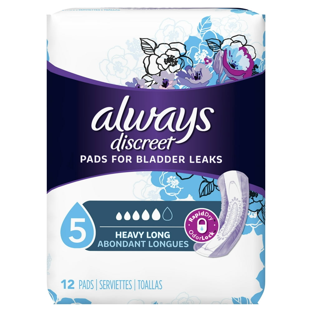 Always Discreet Incontinence Pads For Women Heavy Absorbency Long Length 12 Count Walmart