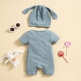 thumbnail image 4 of XIMIN Newborn Baby Boy Girl Romper Easter Outfits Bunny Ear Hoodie Button Onesie Bodysuits Jumpsuit Overall Rabbit Hat, 4 of 9