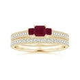 thumbnail image 4 of ANGARA Natural Aeon Square Ruby Three Stone Engagement Ring with Milgrain in 14K Yellow Gold for Women (Size-3.5mm) | July Birthstone, Anniversary, Jewelry Gift for Women | Natural Ruby Ring, 4 of 10