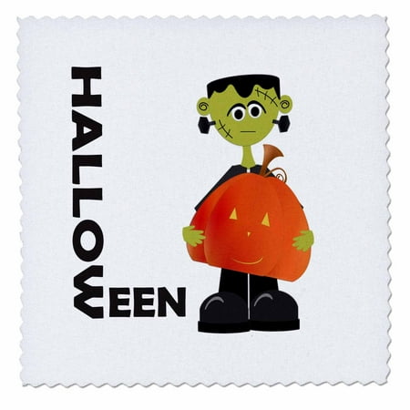 10 Inch Pumpkin - 3dRose Frankenstien and Pumpkin Halloween - Quilt Square, 10 by 10-inch