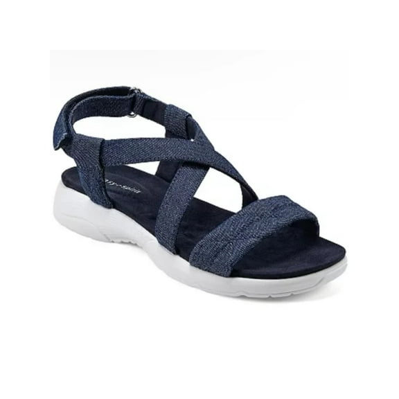 EASY SPIRIT Womens Navy Flexible Sole Cushioned Treasur Open Toe Wedge Sandals Shoes 9 M