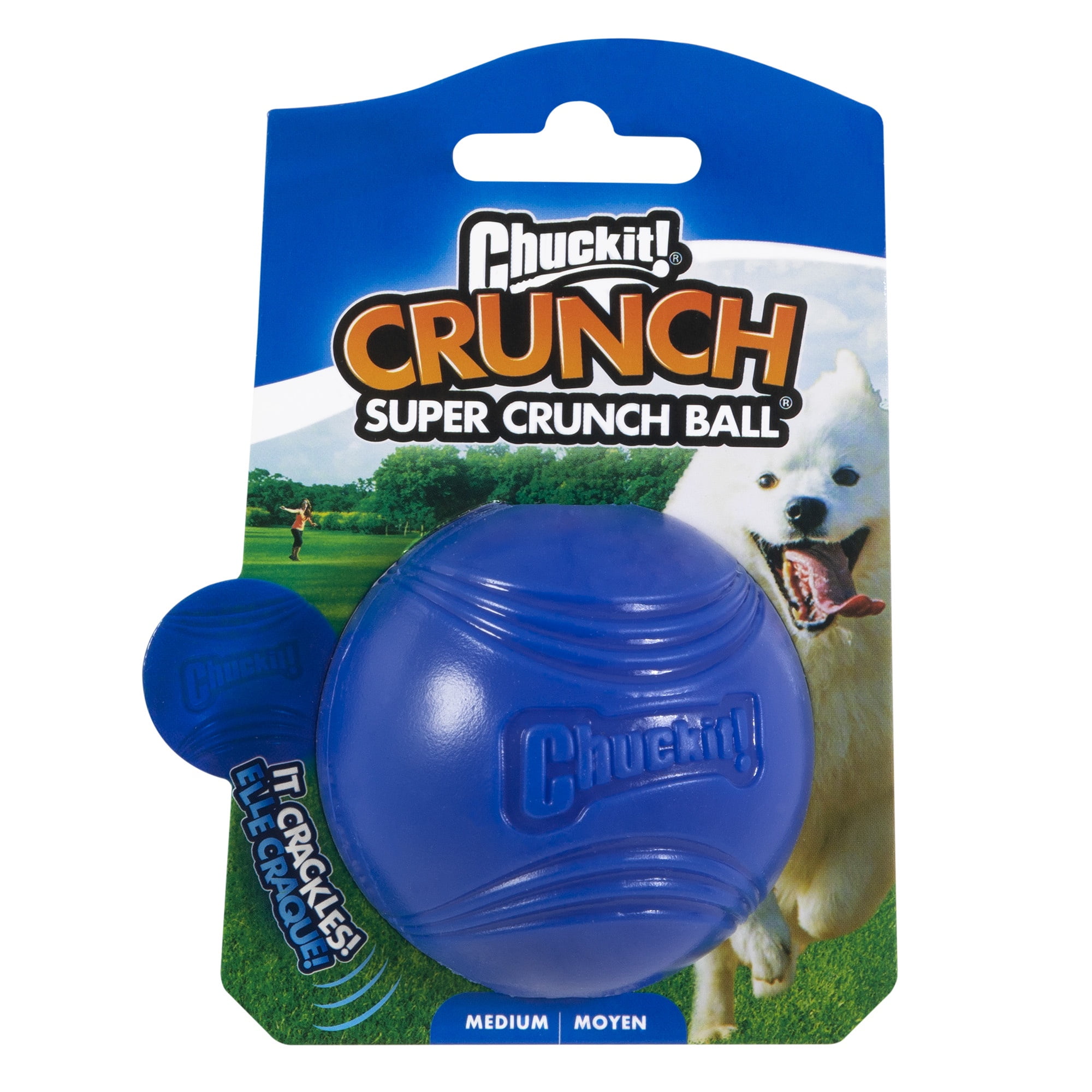 Chuckit! Crunch Ball Rubber Dog Ball Fetch Dog Toy, Blue, Medium 2.5", Pack of 1