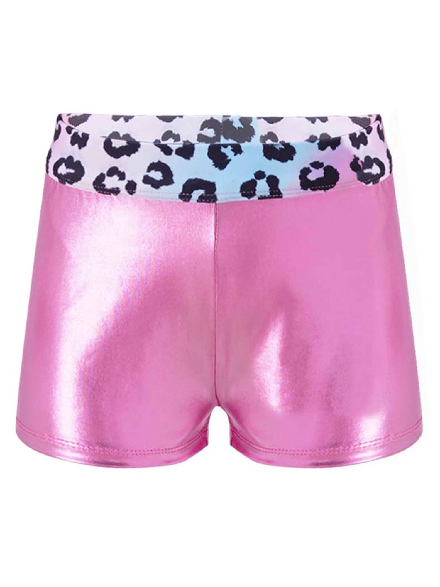 iiniim Kid Girls Shiny Metallic Gymnastics Ballet Dance Shorts Workout
