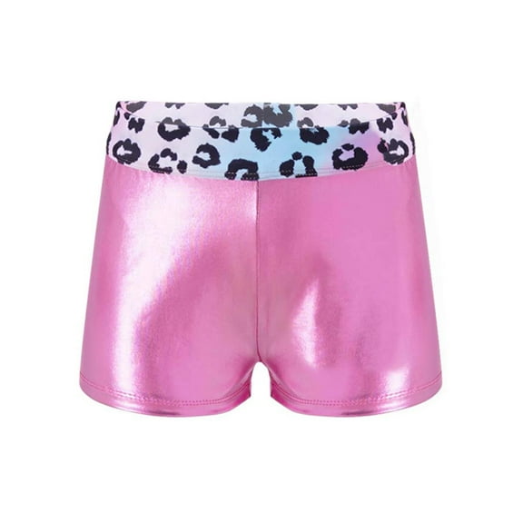 iiniim Kid Girls Shiny Metallic Gymnastics Ballet Dance Shorts Workout Booty Boyshorts Tracksuit