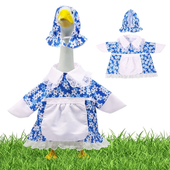 Spring Porch Goose Outfit for 23" Cement Statue, Goose Skirt Costume for Outdoor Yard Lawn Patio Decor-Holiday Seasonal Decoration