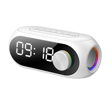 Agiufgs Bluetooth Speaker with Alarm Clock, Immersive Audio with Deep Bass and Bright Treble, for Home Office or Travel Setup, White