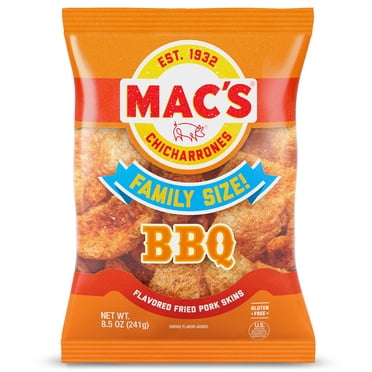 Mac’s Bar-B-Q Crispy Fried Pork Skins Party Size 8.5 oz Bag