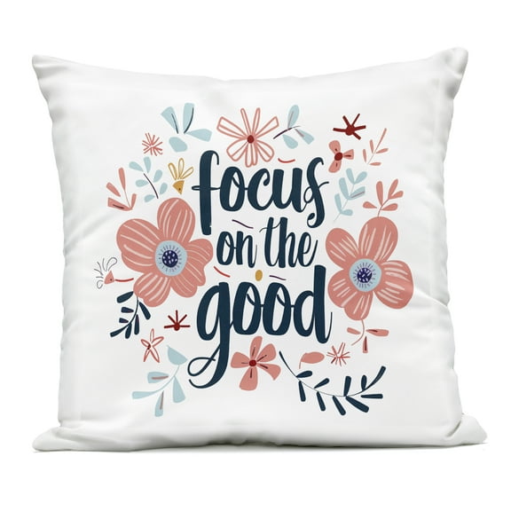 Stupell Industries Focus On The Good Inspirational Outdoor Printed Pillow design by Lettered and Lined, 18 x 7 x 18