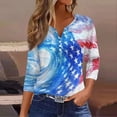 thumbnail image 2 of 250th Anniversary USA Shirts for Women Plus Size 3/4 Sleeve T-Shirts Casual USA Flag Print Pullover 4th of July Celebration Party Tops Independence Day Patriotic V Neck 1776-2026 Blouses Red M, 2 of 6