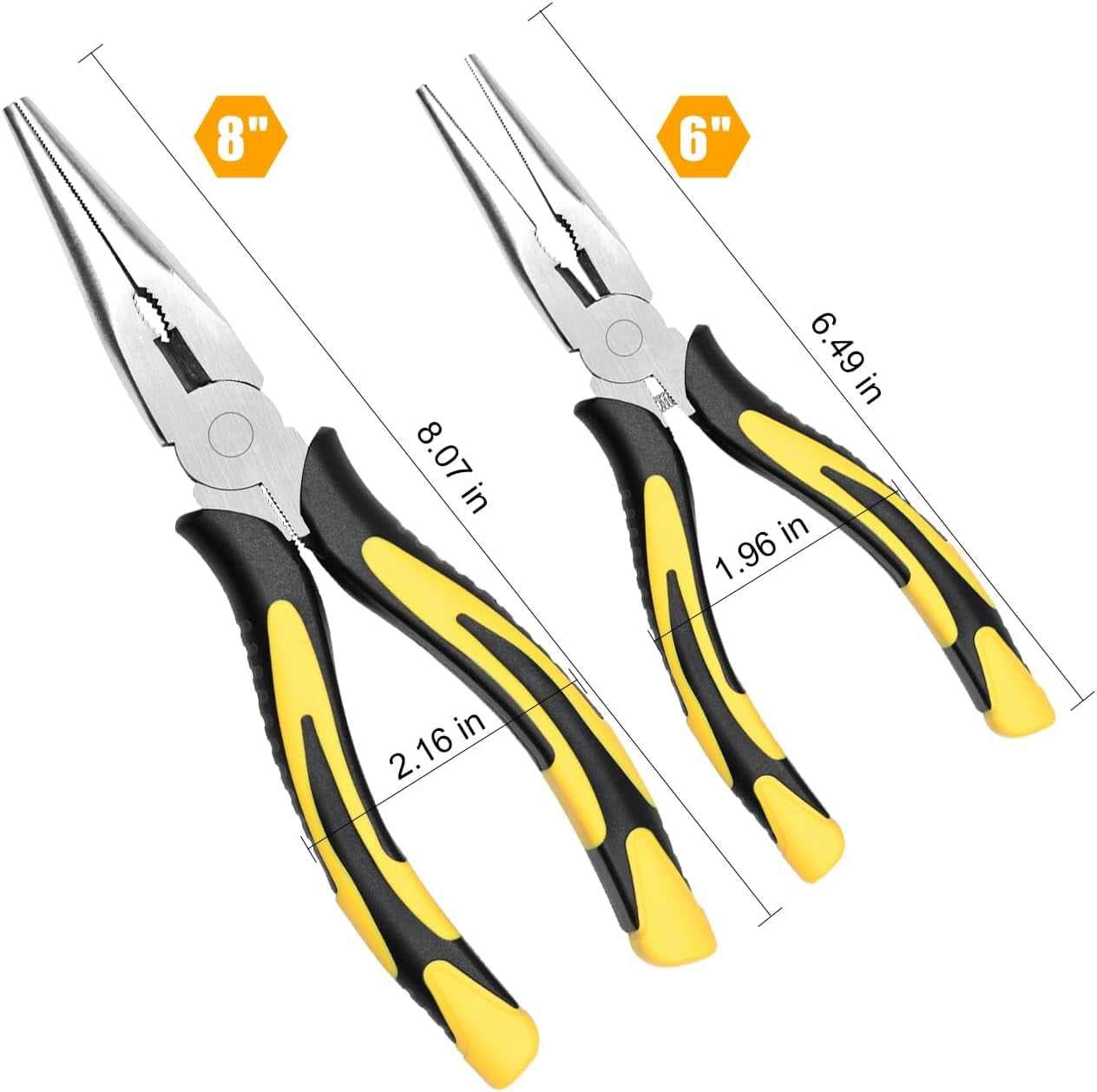 Premium Long Needle Nose Pliers, Paper Clamp Precision, High Carbon Steel, Soft Grip with Wire Cutter, Long Nose Cutting Pliers for Home, Fishing, Jewelry, Crafts