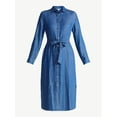 thumbnail image 5 of Time and Tru Women's Midi Shirt Dress with Long Sleeves, Sizes XS-XXXL, 5 of 5