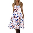 thumbnail image 2 of HAJWOH Women Independence Day Dresses 50s 60s Vintage Sleeveless Star and Stripe Print Cocktail Swing Dress Retro Patchwork Midi Evening Dress Blue M, 2 of 4