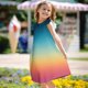 thumbnail image 2 of Girls Summer Sundress Summer Gradient Dress Sleeveless Casual Sundress with Ruffle Sleeves Soft and Breathable Fabric for Kids ,Sie:130, 2 of 8