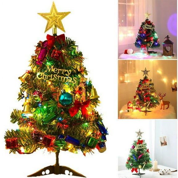Viworld Mini Xmas Tree, 12"/30cm Artificial Small Tabletop Christmas Pine Tree with LED String Lights & Ornaments for Holiday Home Office Decoration