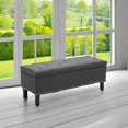thumbnail image 6 of Ottoman Bench with Storage, Folding Storage Ottoman Bench with Wood Legs, Upholstered Bedroom Bench with Button-Tufted, Entryway Bench Storage Bench for Bedroom, Linen (Darkgrey), 6 of 10