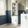 thumbnail image 4 of DIYART 71" Tall Bathroom Cabinet, Farmhouse Storage Cabinet with Adjustable Shelves, Narrow Linen Cabinet for Bathroom, Laundry, and, Living Room, White, 4 of 7