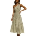 thumbnail image 1 of Ketyyh-chn99 Robes d'Été pour Femmes Grande Taille Robe d'Été Robe Extensible Robe d'Été Manche à Volants Ample Fluide Plissée Robe Mini Vert,P, 1 of 4